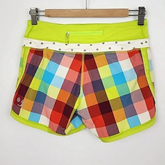 Lululemon Special Edition Seawheeze Multi Lime Blue Plaid Short 4.5" Inseam Sz 4 - Picture 2 of 12
